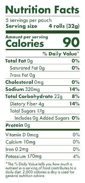 Green Apple Sour Fruit Rolls nutrition facts