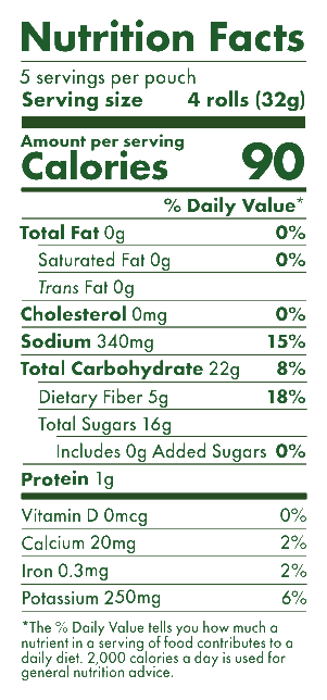 Carrot Sour Fruit Rolls nutrition facts