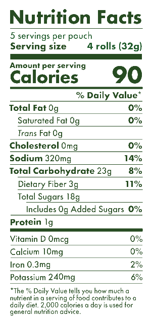 Plum Sour Fruit Rolls 3-Pack nutrition facts